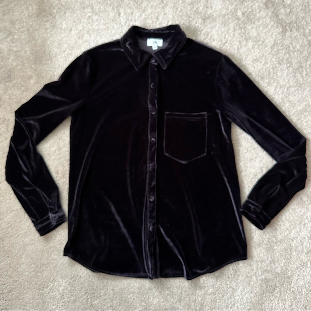 Revolve LPA Purple Velvet Button Down Shirt